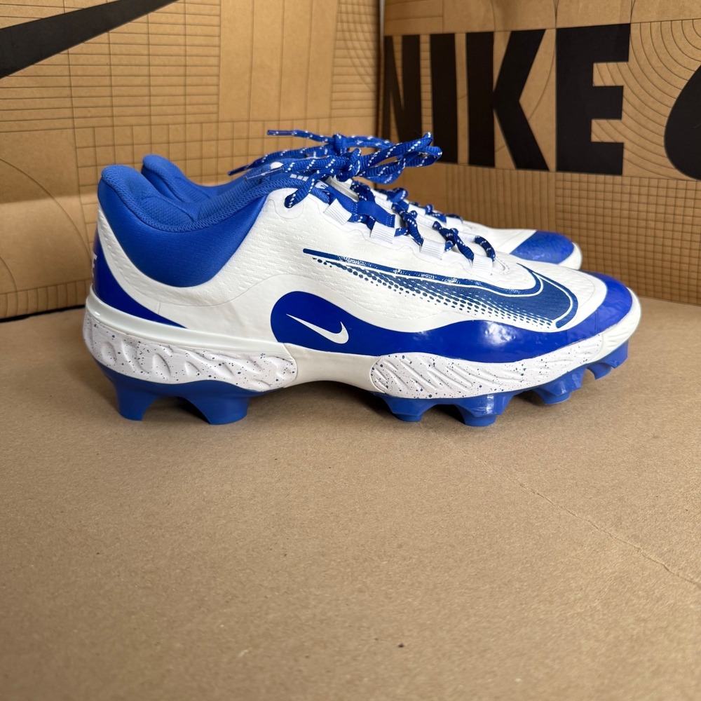Nike Alpha Huarache Elite 4 Low MCS Baseball Cleats FD6255-106 Size 13White Blue